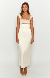 Yolandah Cream Chiffon Maxi Dress